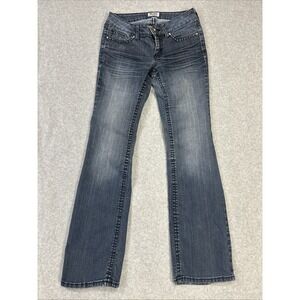 Mudd Junior Size 9 Blue Studded Rhinestone Flare Jeans Vintage Y2K
